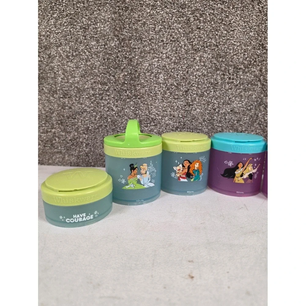 Whiskware Disney Princess Stackable Snack Containers 2 Pack Set Purple Green